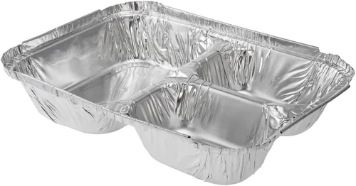 Vista 2 de Restaurantware Foil Lux - Recipientes de aluminio para alimentos de 23 onzas, 100 bandejas rectangulares de aluminio, tapas se venden por separado