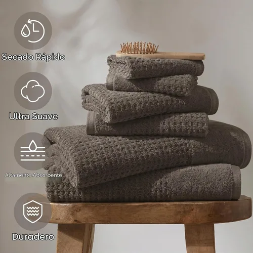 Vista 4 de Madison Park Spa Waffle - Juego de toallas de lujo 100% algodón, tejido de gofre de textura premium, altamente absorbente, secado rápido, ropa