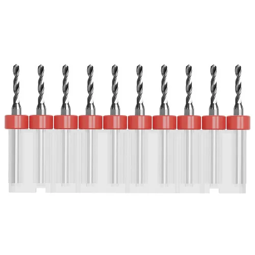 Vista 11 de Juego de 10 brocas para PCB, vástago de 1/8 "0.01 in Micro Twist Bit Carburo de flauta espiral para placa de circuito de impresión Piedra Dremel