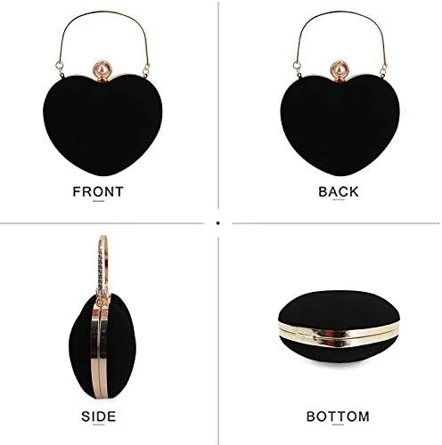 Vista 5 de Bolso de mano en forma de corazón para mujer, bolso de hombro de terciopelo, bolsos de noche