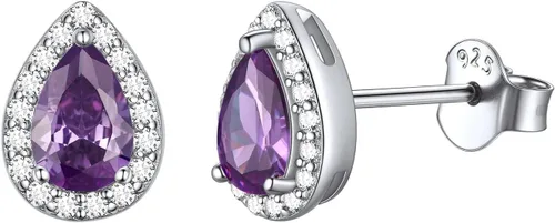 Vista 45 de ChicSilver Aretes de piedra natal para mujer de plata de ley 925
