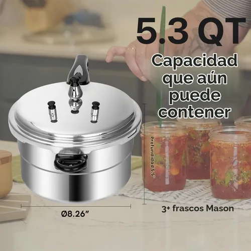 Vista 7 de Olla a presión Fulgutonit de 5.3 cuartos 10 Psi Induction Compatible Pressure Canner w/ Multiple Pressure Control & Protection, Canning Rack
