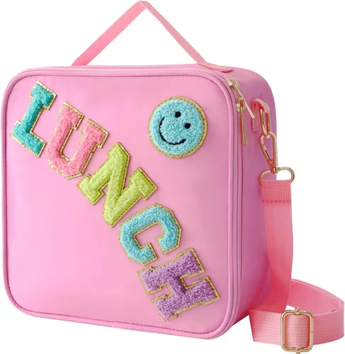 Vista 15 de Bolsa de almuerzo aislada con correa ajustable para el hombro, caja de almuerzo grande aislada de nylon, bolsa de almuerzo reutilizable con asa