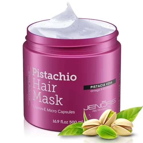 Vista 8 de Jenoris Máscara capilar de pistacho para cabello seco dañado – Tratamiento de mascarilla capilar acondicionador profundo con aceite de pistacho