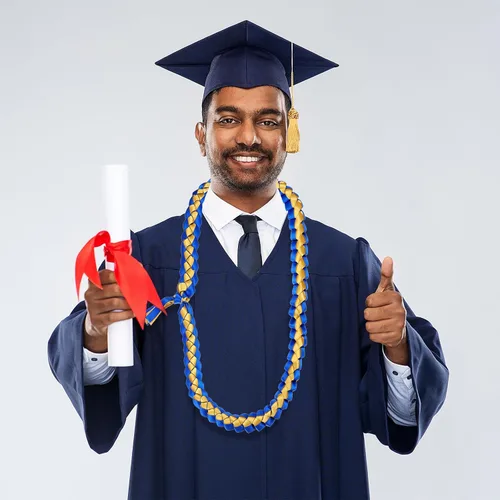 Vista 5 de PATIKIL Leis de graduación de 47 pulgadas, 1 cinta de graduación Leis para dinero de graduación, clase Leis, color brillante, bricolaje para Azul
