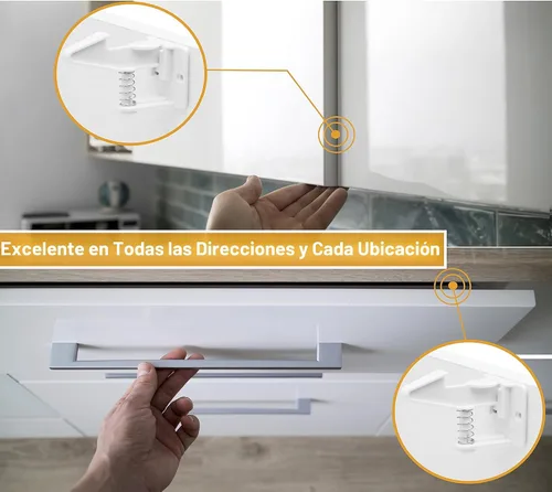 Vista 4 de [Paquete de 12] Cerraduras invisibles para gabinete a prueba de bebés – Pestillos de seguridad para cajones de seguridad para niños sin taladrar