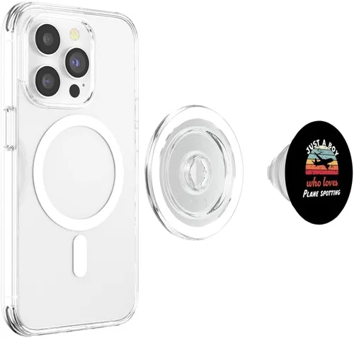 Vista 4 de Just A Boy Who Loves Plane spotting Kids Avión spotting Boys PopSockets MagSafe PopGrip para iPhone