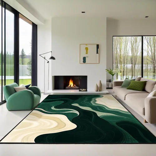 Vista 10 de Alfombra de entrada lavable verde de 2 x 3 pies, alfombra decorativa de mármol abstracto, alfombra pequeña antideslizante para puerta de entrada