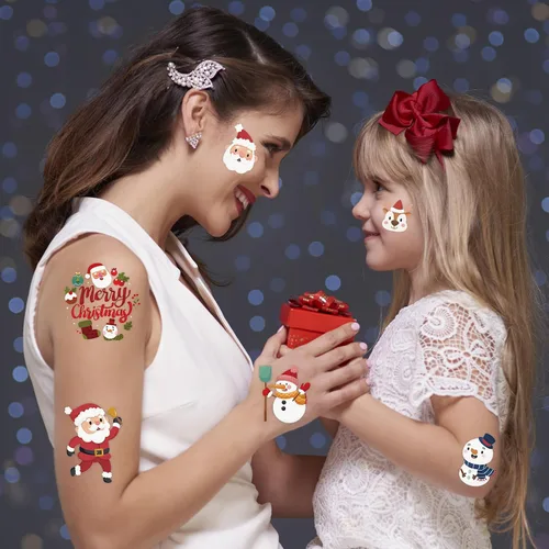 Vista 3 de winthrop 240 tatuajes temporales de Navidad a granel para niños, envueltos individualmente, impermeables, tatuajes de seguridad, la mejor opción