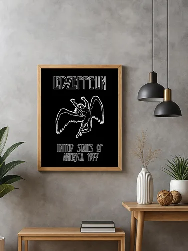Vista 7 de AMERICAN LUXURY GIFTS Póster de pared vintage de ángel de rock, diseño retro inspirado en la música de los años 70, impresión estética en blanco