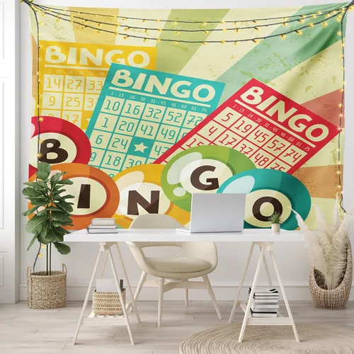Vista 43 de Ambesonne Tapiz verde, fases lunares alrededor de un árbol de la vida, impresión de diseño bohemio de astrología nocturna, decoración de tela