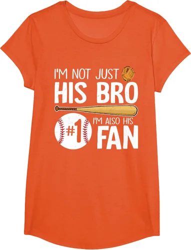 Vista 42 de Camiseta Baseball Brother I'm Not Just His Bro I'm His Number One Fan, Negro