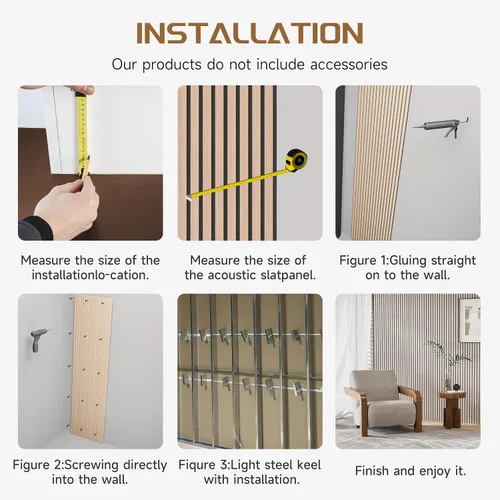 Vista 3 de POHARE Paneles de pared de listones de madera, paquete de 2 paneles decorativos de madera de 8 x 1 pie para pared, elegantes paneles de pared