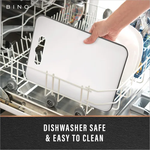 Vista 5 de BINO Tabla de cortar – Tablas de cortar de 2 piezas Plástico sin BPA, duradero, gran superficie, multiuso, de doble cara, apto para lavavajillas