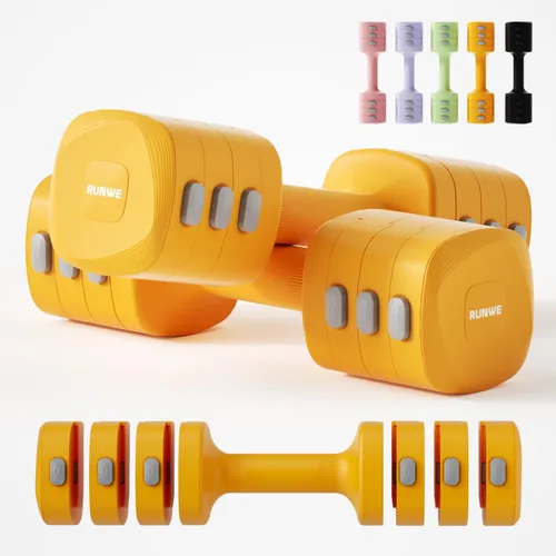 Vista 10 de Lightweight Adjustable Dumbbell Kettlebell Set - 4 in 1 Free Weight Set with Kettlebell Grip Converter, Each 2.2 3.3 4.4 5.5lb Quick Change
