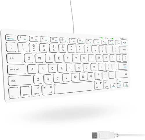 Vista 11 de Teclado pequeño con cable Macally para Mac y Windows - 78 teclas de corte de tijera compatibles con el teclado Apple para MacBook Pro/Air, iMac, Mac