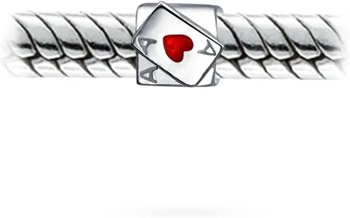 Vista 2 de Viaje Vacaciones Buena Suerte Casino Ace Of Hearts Poker Player Turismo Las Vegas Lucky Cards Slot Machine Cuelgue Charm Bead .925 Plata Esterlina