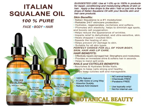 Vista 8 de Botanical Beauty SQUALANE Aceite natural sin diluir 100% puro de oliva italiano 100% ultra puro hidratante para rostro, piel, cuerpo y cabello.
