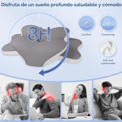 Vista 2 de Almohada ergonómica de espuma viscoelástica cervical para apoyar Gris