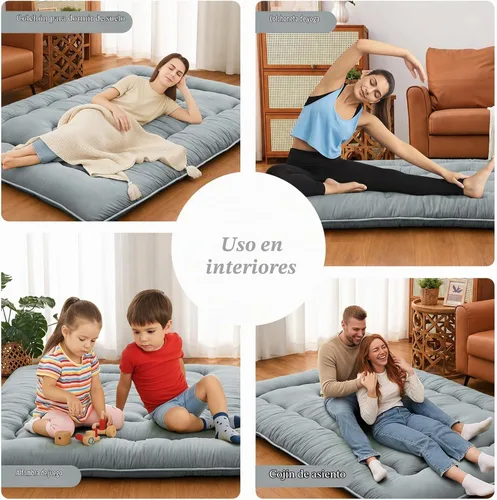 Vista 6 de DAICO Colchón de suelo japonés, colchón de futón plegable de 4 pulgadas de Gris