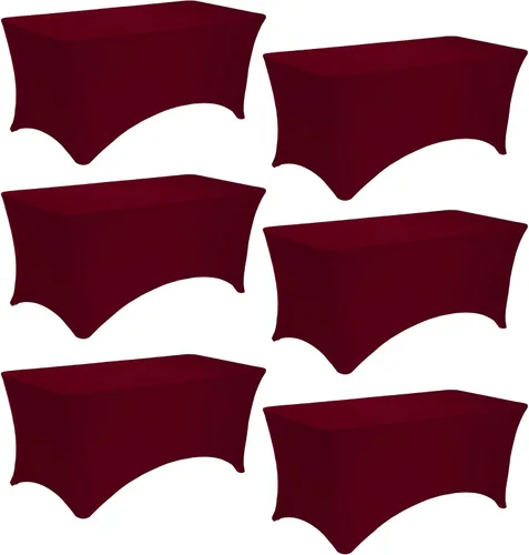 Vista 18 de Paquete de 2 manteles rectangulares de elastano de 6 pies, lavables, resistentes a las arrugas, para mesas plegables, bodas, fiestas, cumpleaños
