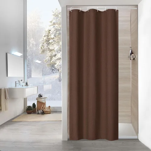 Vista 50 de MitoVilla Cortina de ducha de tela texturizada ponderada de lujo beige, 72 Marfil