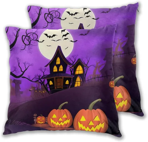 Vista 16 de Juego de 2 fundas de almohada cuadradas de Acción de Gracias, hojas de arce otoñales, fundas protectoras para sofá con cremallera oculta, 16 x 16