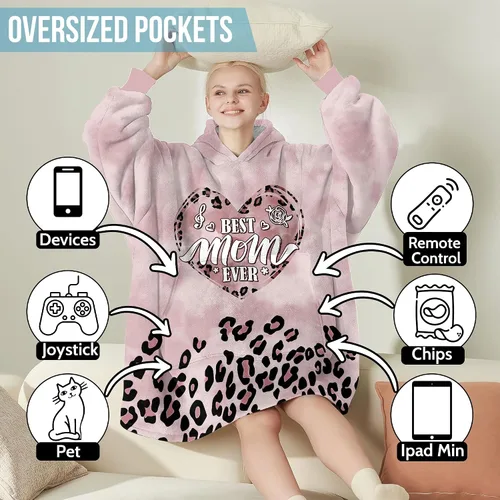 Vista 5 de Warmstorey Wearable Blanket Hoodie For Mom Wife - Best Wife Ever Hoodie From Husband Daughter Son - Birthday Mothers Day Gift