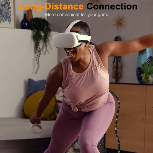 Vista 5 de Compatible with Oculus Quest 2 Link Cable, Fast Charging High Speed Data Transfer Durable Nylon Braided USB A to USB C 3.2 Gen1 Cord for VR Headset