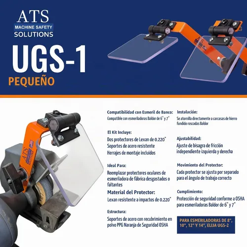 Vista 4 de ATS UGS-1 Kit de escudo de ojos para amoladora de banca, se adapta a