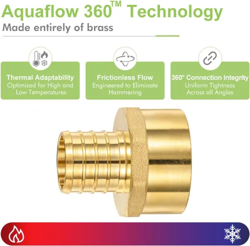 Vista 5 de Paquete de 2 adaptadores hembra Pex X 1 pulgada FIP de 1 pulgada, tubo Pex de 1 pulgada a rosca hembra NPT de 1 pulgada, puerto completo, sin plomo