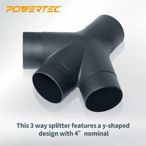 Vista 3 de POWERTEC 70275-P2 - Accesorio de recolección de polvo de 3 vías con diseño en forma de Y para manguera y puño de 4 pulgadas, paquete de 2