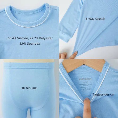 Vista 5 de pureborn Baby Pajamas Set Pjs - Kids Toddler Boy Girl Long Sleeve Snug Fit Cotton Sleepwear 2pcs 18M-7Y