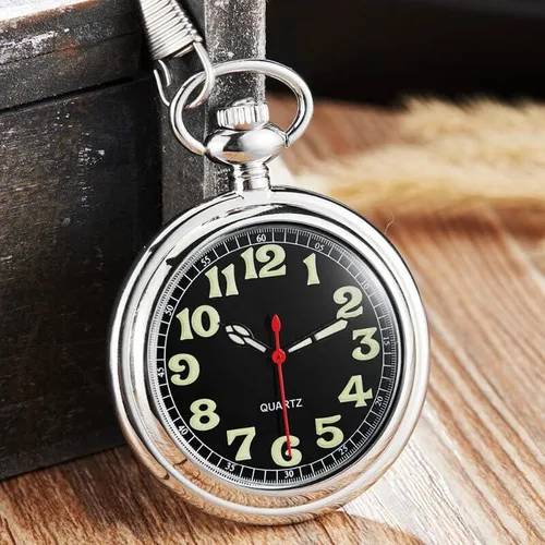 Vista 3 de Reloj de bolsillo clásico para hombre, relojes de bolsillo con cadena para hombres