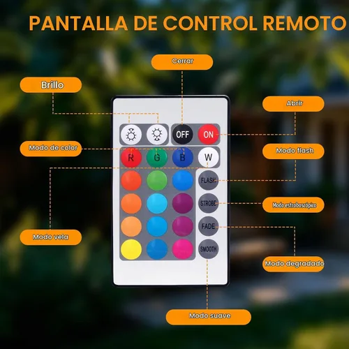 Vista 8 de Faroles solares impermeables para exteriores, luz RGB que cambia de color Negro