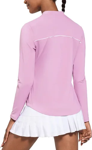 Vista 2 de BALEAF Camisetas de manga larga para mujer, tenis y golf, UPF 50+ con cremallera de 14, de secado rápido
