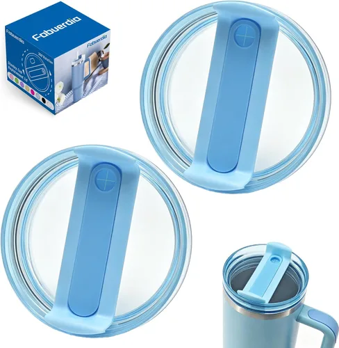 Vista 18 de Tapa de repuesto para vaso de 40 onzas compatible con Stanley Quencher, paquete de 2 fundas transparentes a prueba de derrames para accesorios