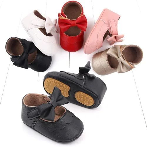 Vista 8 de Zapatos Mary Jane para bebés y niñas, suela de goma antideslizante, zapatillas de ballet para vestido de princesa, zapatos de boda, zapatos de cuna