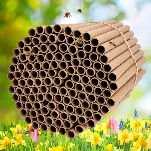 Vista 6 de Rivajam Insertos de papel de anidación de abejas Paquete de 125 piezas Beekeeper Pro Edition Insertos de repuesto naturales para Mason Bee