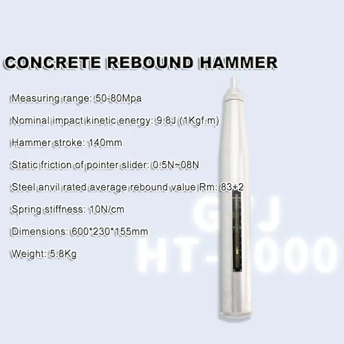Vista 5 de Concrete Rebound Hammer Tester, 50-80Mpa Resiliometer Test Meter Tool, 9.8J (1Kgf.m) Nominal Impact Kinetic Energy, 140mm Hammer Stroke, for