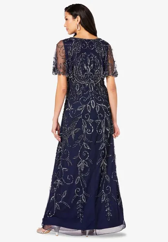 Vista 2 de Roaman's Vestido largo glam con cuentas de talla grande para mujer
