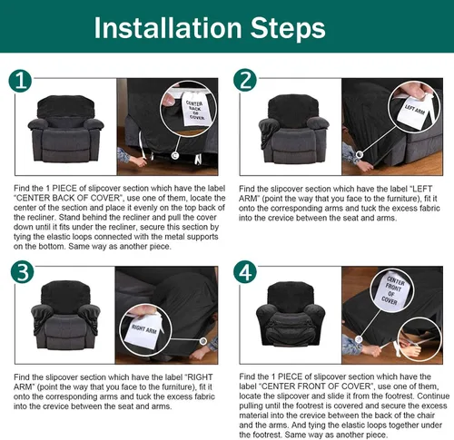 Vista 6 de Funda elástica de jacquard para sofá reclinable de 4 piezas, funda para sofá reclinable de elastano suave, funda elástica para sillón reclinable