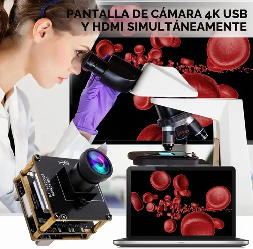 Vista 5 de ELP Cámara USB HDMI 4K - Gran angular, zoom digital 2X, H.265, 8MP, UVC USB2.0 para portátil y monitor Lente sin distorsión de 120 grados
