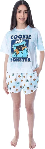 Vista 2 de Conjunto de pijama corto para mujer de Sesame Street Cookie Monster Tie Dye Shirt