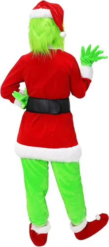 Vista 3 de WANFUY 6PCS Green Big Monster Costume For Adult Kids Deluxe Christmas Santa Costume With Mask Christmas Cosplay Costume