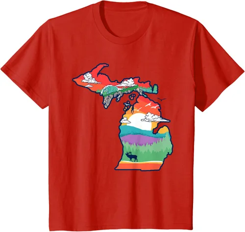 Vista 3 de Michigan Outside - Camiseta con ilustración artística