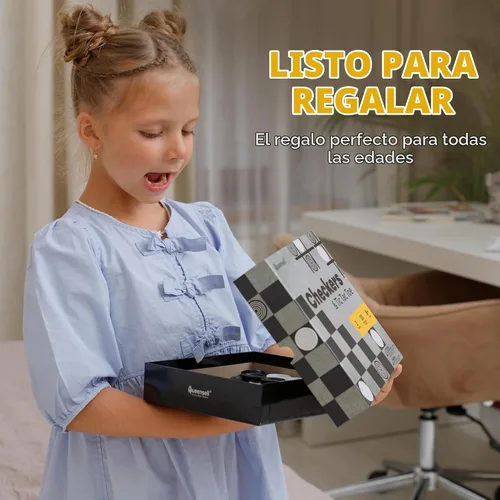 Vista 6 de Juego de mesa de damas con 30 piezas de damas, juego de mesa clásico para niños y adultos