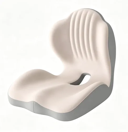 Vista 9 de L-Shaped Ergonomic Seat Cushion with Lumbar Support for Office Chair Black