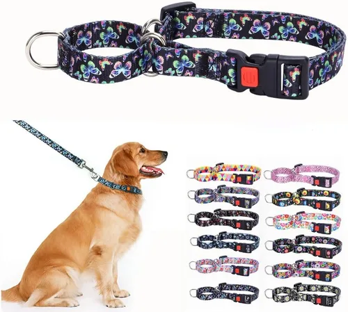 Vista 8 de Collar Martingale para perros con hebilla, antideslizante, a prueba de escapes, collares limitados para mascotas, cierre a presión con cierre