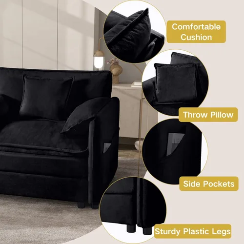 Vista 4 de Modular Sectional Sofa, Oversized Deep Seat U Shaped Couch Set for Living Room, 3 Seater Comfy Cloud Couches with 2 Movable Ottomans, DIY